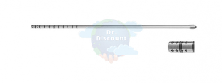 Трубка 340 мм, с маркерами глубины, с резьбой, для рукояток с 300-167-100, 4x4 отверстия на дистальном конце, 5 мм