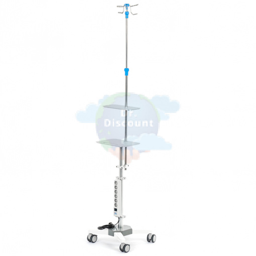 МЕТ FM-160.1. Инфузионная стойка-штатив с двумя полками для шприцевых насосов и мониторов слежения